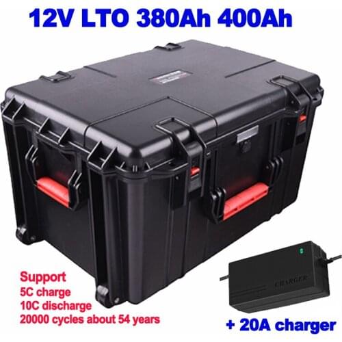 Trolley case Waterproof 12V 380ah 400ah LTO lithium titanate battery pack for off-grid structure campervan motorvan 20A charger