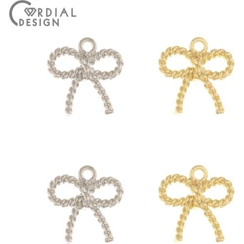 Cordial Design 200Pcs 12*13MM Jewelry Accessories/Bowknot Shape/Earrings Pendant/Hand Made/Jewelry Findings Components/DIY Charm