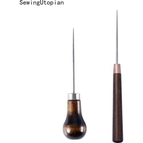 Wood Handle Drillable Awl Round Solid Tool for Leather Craft Awl Hand Stitching Taper Leathercraft Needle Tool Kit Sewing
