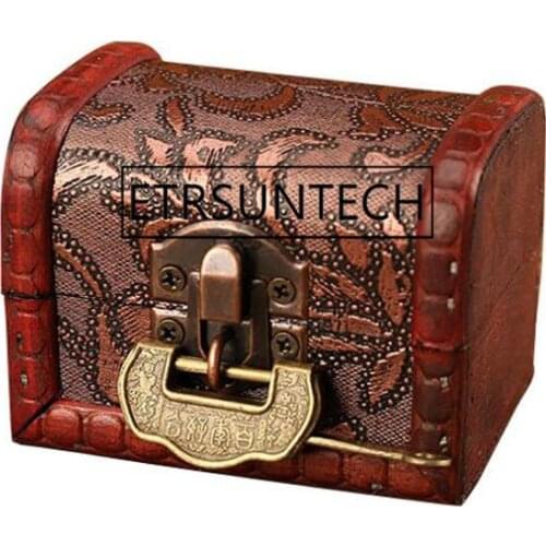 Wood Treasure Box Chest Vintage Jewelry Case With Lock Home Decoration Birthday Gift For Friend 100pcs