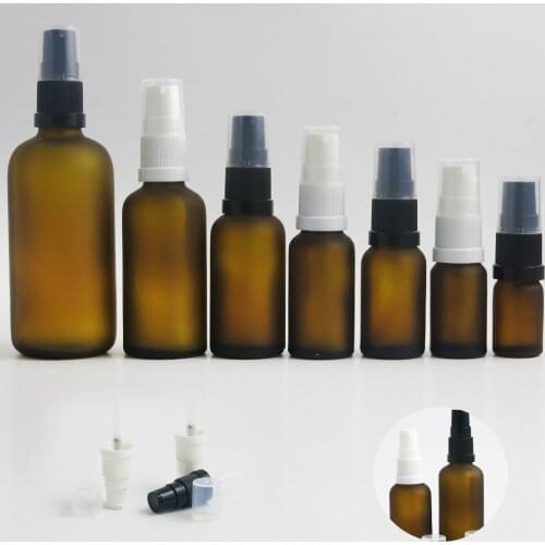 360 x Frost Amber Glass Essential Oil Lotion Pump Skin Care Bottle 100ML 50ML 30ML 20ML 10ML 5ML Shampoo Cream Bottle