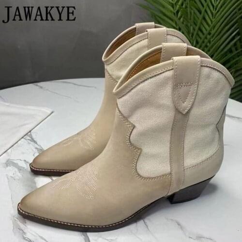 Classic Real Suede Chelsea Ankle Boots Women Winter Hot Sale Pointy toe Chunky heels Short Boots Casual Cowboy Boots mujer 2021