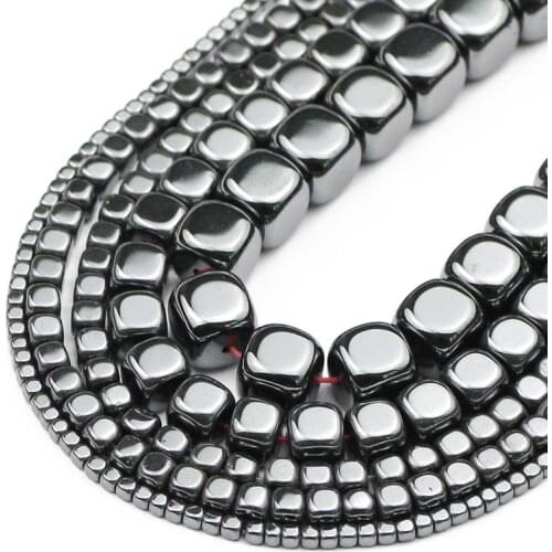 UPGFNK Cube Square Natural Stone Black Hematite bead 2/4/6/8mm Charm Loose Spacer Beads For Jewelry Making DIY Bracelet Necklace
