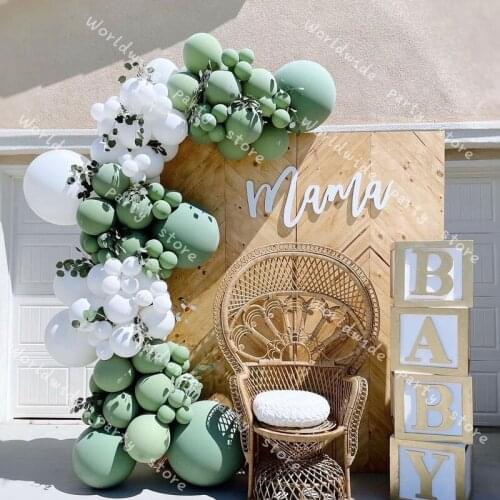 Latex Sage Green Latex White Balloon Garland White DIY Baby Shower Balloons Arch Wedding Birthday Gender Reveal Party Supplies