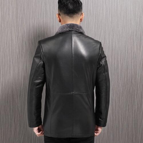 Autumn Winter Genuine Leather Jacket Men Sheepskin Coat Wool Liner Real Fur Coats Chaqueta Cuero Hombre 99-A76025 KJ1382