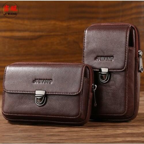 Hot Sale Men Genuine Leather Waist Bag 6 inch Cell/Mobile Phone Case Cards Holder Purse Pouch Hook Belt Skin Cowhide Fanny Pack