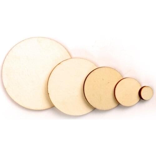Mix Round Wooden Scrapbooking Carft DIY For Handmade Home Embellishments Wood Circle Decoration 10/20/30/40/50mm 50pcs