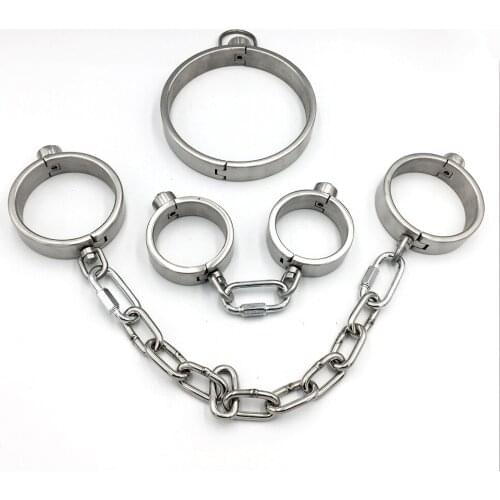 Stainless Steel Metal Handcuffs For Sex Bomdage Set Bdsm Kit Collar Sex Slave Bdsm Tools Bondage Restraints Adult Games Toys