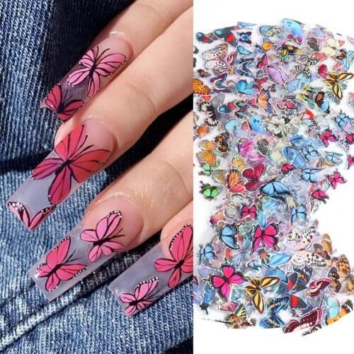 20Pcs Butterfly Design Nail Art Sticker Starry Sky Transfer Decal Manicure Decor