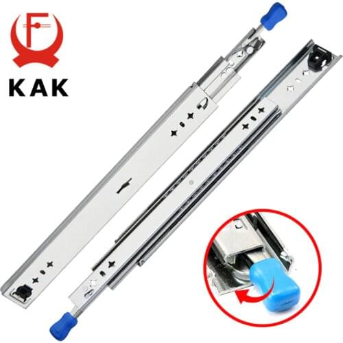KAK 10" - 50" Drawer Runners with Lock Ball Bearing Three Fold Full Extension Heavy Duty Drawer Slide 53mm Wide Rail Hardware