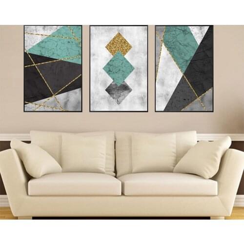 Nordic Abstract Canvas Paintings Mult Color Gold Line Retro Pictures Poster Wall Art Oil For Living Room Home Decor No Frame