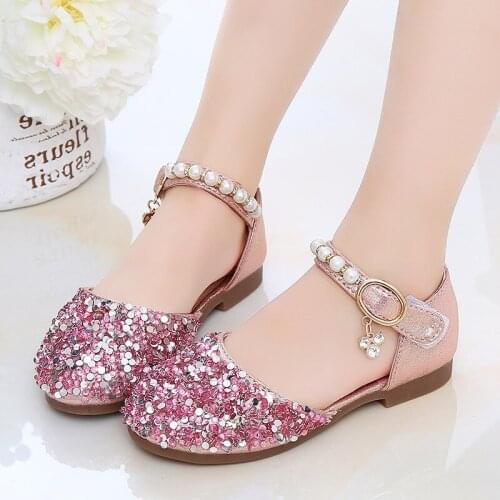 2021New Little Girls Princess Shoes for Wedding Party Rhinestone Kids Crystal Shoes For Dance And performance Chaussure Fille