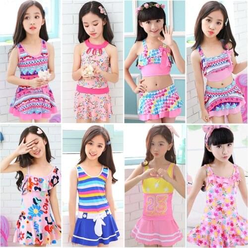 New Korean Children 's Swimwear Female Floral Small Fresh One- Piece Split Girl Skirt Student Swimsuit 2021 Hot