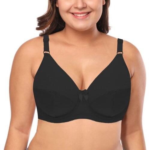 New Thin Women Big Unpadded Underwire Bras Everyday Sexy Lingerie Solid Simple Bow 36 38 40 42 44 46 48 C E Plus Size Underwear