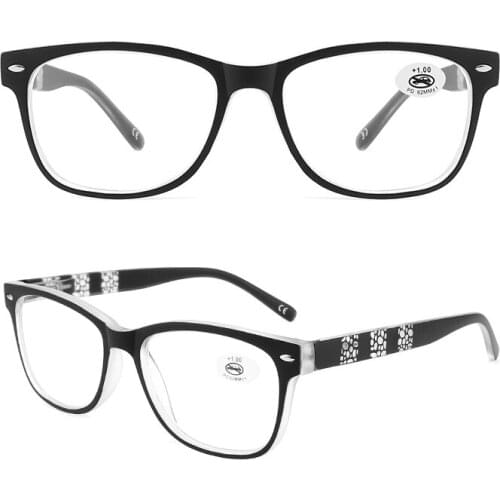 Eso Vision Square Reading Glasses Womens High Quality Readers for sale Woman Uniex Glasses Black Blue with pouch Discount