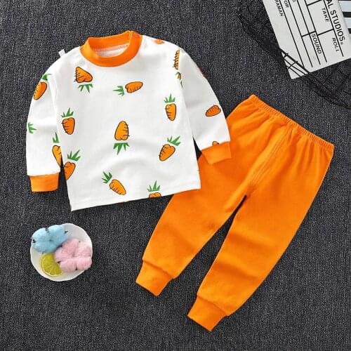 Baby Boys Girl Pajamas Sets Pure Cotton Sleepwear Suit Pyjamas Long Sleeve Tops+pants Toddler Kids Underwear Clothes Set