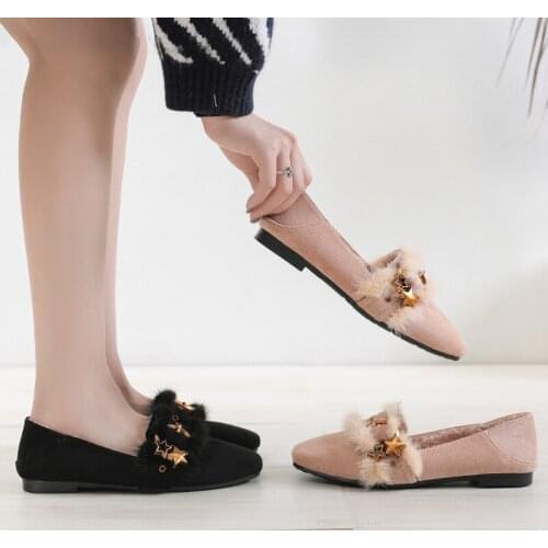 Plush womens soybean shoes for autumn and winter 2021 new sole shoes a foot lazy shoes size warm