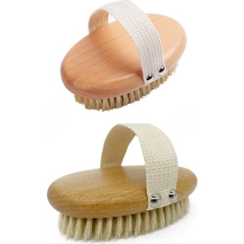 Wet Dry Brushing Body Brush Natural Bristles Exfoliating Scrub Brushes Massage New