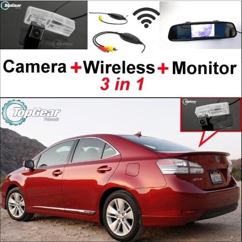 3 in1 Special Camera + Wireless Receiver + Mirror Monitor Easy DIY Back Up Parking System For Lexus HS250h 2010~2015