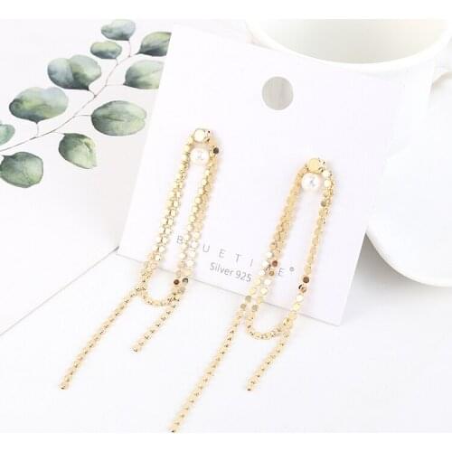 TONGKWOK Bohemia Exaggeration Dangle Earrings For Women Silk Thread Tassel Metal Long Chandelier Earrings #140890