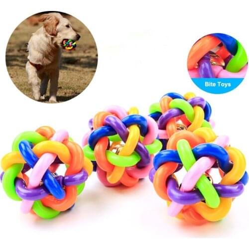 Wigrow 6cm Pet Dog Soud Ball With Funny Bell Toys Chewed Dog Colorful Squeak Toy