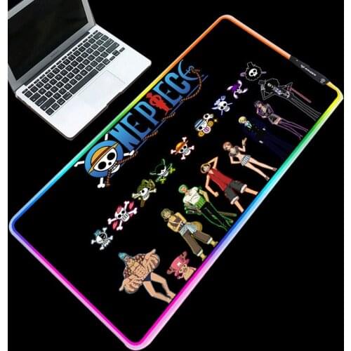 XGZ Hot Japn Anime One Piece Gaming Mousepad RGB Pad Mice LED Backlit 7 Colors L XXL Table Mat for Laptop PC Computer Mice Mats