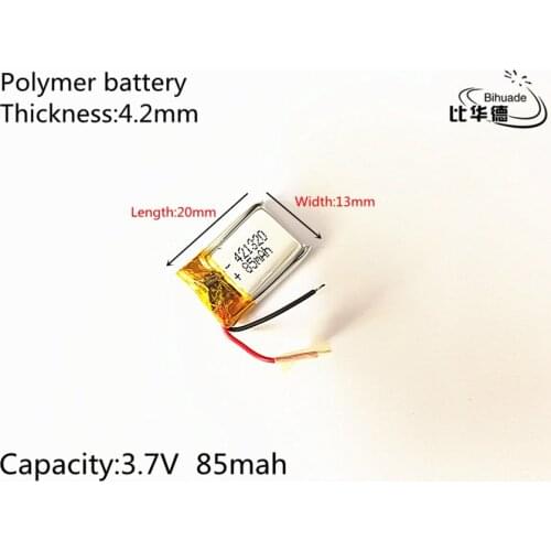 1pcs 3.7V,85mAH,421320 PLIB; polymer lithium ion / Li-ion battery for GPS,mp3,mp4,mp5,dvd,bluetooth,model toy mobile bluetooth