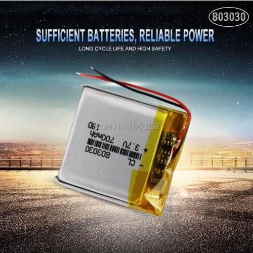1pc 700mah 3.7V 803030 Lithium Polymer LiPo Rechargeable Battery For Smart Watch MP3 MP4 MP5 DIY Toy LED Light navigator