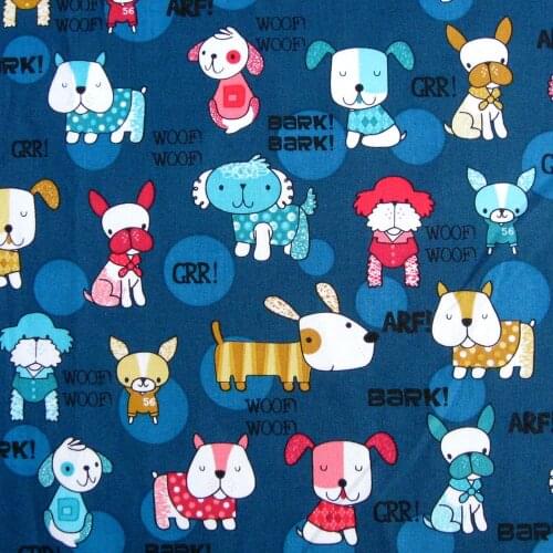 1 yard Cartoon Fabric, Dogs printed Cotton Woven Fabric (width=140cm)