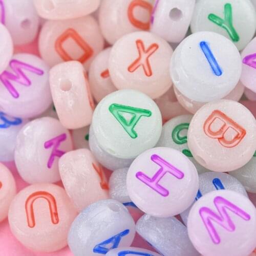 100pcs/lot Luminous Beads Letter Beads For Jewelry Making Acrylic Loose Beads DIY Bracelet Accessories Wholesale