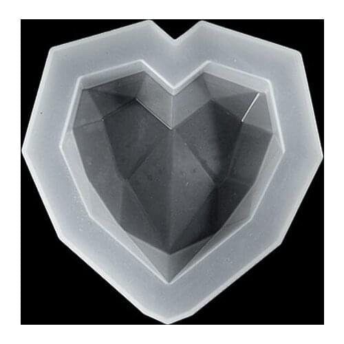 3D Diamond Love Heart Dessert Cake Silicone Mold Mousse Baking Pastry Decoration Handmade Crystal Epoxy Resin Cake Candy Moulds