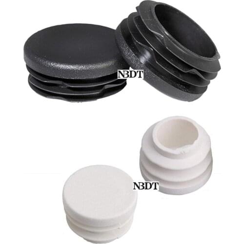 40Pcs White Black Plastic Round Tube Insert Plug End Cap Cover Rack Furniture Table Chair Feet Pad