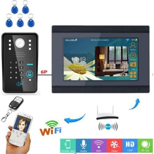 7 Inch Touch Keypad WIFI Intercom Video Door Phone Password/ID Card/Remote Control Open Lock