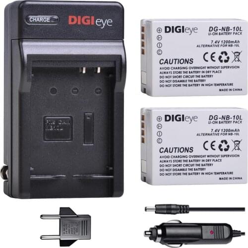 2Pcs 1200mAh NB-10L NB10L Battery + Charger Kit for Canon PowerShot G1 X G3 X G15 G16 SX40 HS SX50 HS SX60 HS Camera