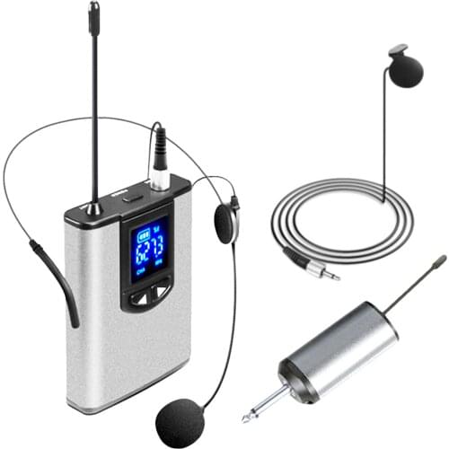 Wireless Headset Microphone/Lavalier Lapel Mic with Bodypack Transmitter