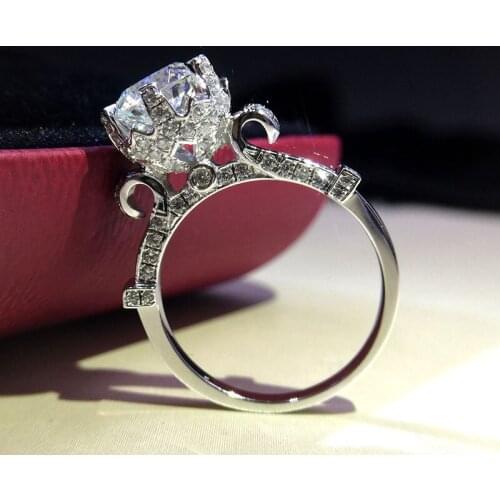 Shining Clear 2 Carat SONA High Carbon Drill Wedding Rings For Women Silver 925Jewelry Anillos Mujer Bijoux LR233B