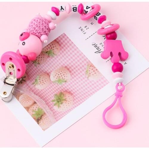 Cute Cartoon Handmade Silicone Pacifier Chains Safe Teething Chain Baby Teether Eco-friendly Pacifier Clips Holder Chain