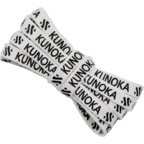 Coolstring 7MM KUNOKA Black Texts Printing Canvas Shoelace Double-Layer Polyester Silk Screen Lacet Fancy Easy Tie Grip Cordones