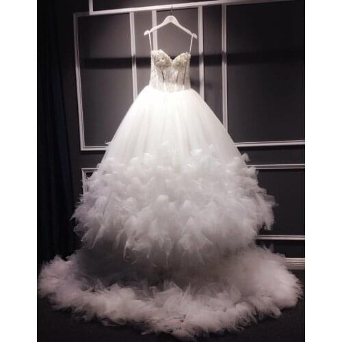 Sweetheart bridal gowns 2016 new sexy long wedding dress ball gowns chapel train flowers beading vestidos brides dresses lace up