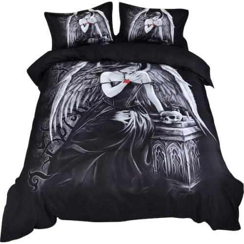 Home Textile 3 Piece Quilt Cover Angel Bed Pillowcase Bedding 3D Printing Ghost Head Wholesale And Retail Free Shipping
