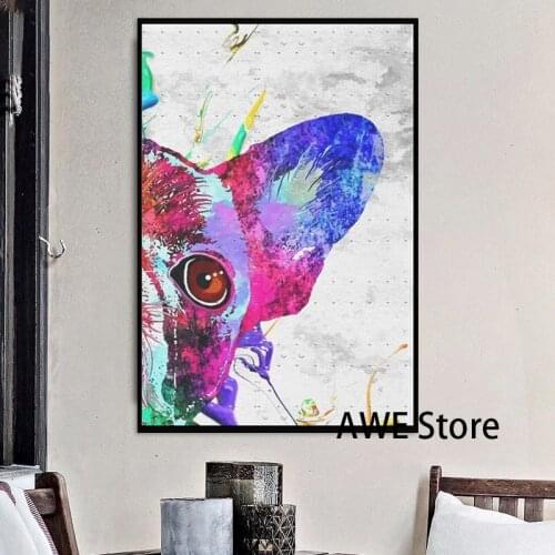 French Bulldog Grunge canvas prints Home Decor Nordic Minimalist Posters and Prints Wall Art Canvas Painting for Bedroom