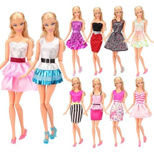 Best Selling Mini 20 Items/Set Kids Toy=10 Clothes Outfit Dress Random +10 Dolls Shoes Accessories For Barbie Game DIY Present