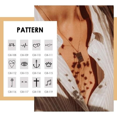 JUJIE Personality Pattern Nacklace Heart Cross Clavicle Chain Gold Choker For Women Gifts Square Pendant Stainless Steel Jewelry