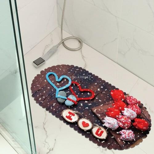 Valentines Day Bathroom Mat PVC Material Non-slip Mat Hotel Floor Mat Bath Mat Kitchen Mat Sucker Mat