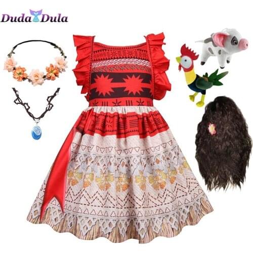Moana Cosplay Girl Halloween Costume Children Vaiana Childrens Princess Dress Kids Girls Clothes Dresses for New Year 2021