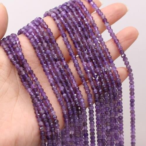 Small Beads Natural Semi-Precious Stone Section Beaded Charm Amethyst Beads for Jewelry Making Beadwork DIY Bracelet 3x4mm