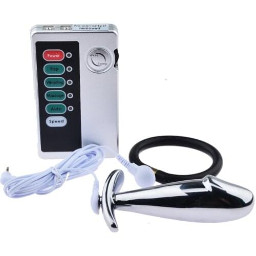 Electric Shock Metal Anal Plug & Cock Ring Sex Products Electro Shock Anal Prostate Massage Dildo Stimulate Sex Toys For Men Gay