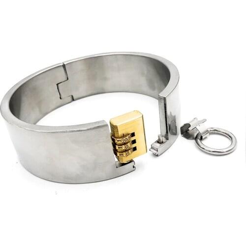 Metal Restraints Device Stainless Steel Password Lock Collar Sex Fetish Bondage Necklace Adult Aame Sex Toy for Women Man G7-124