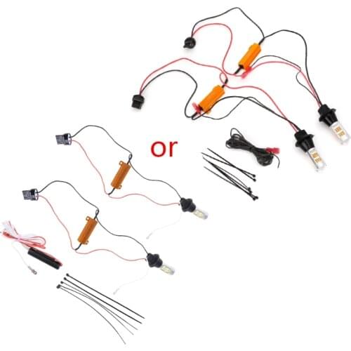 New 1 Pair 50W 7440 T20 42-LED 2835 Dual-Color Switchback LED DRL Turn Signal Light Kit