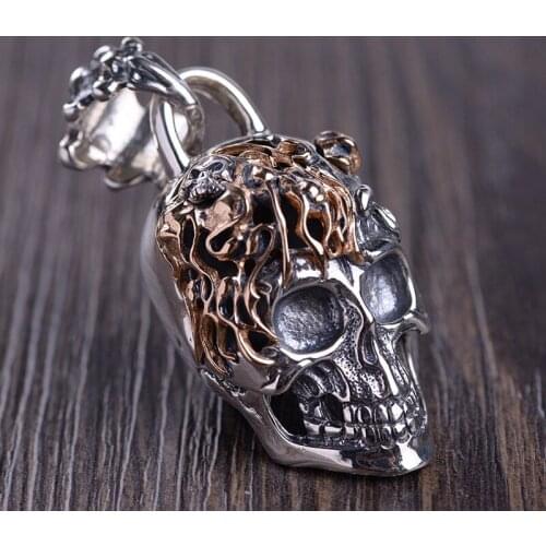 2020 new real S925 pure silver vintage craftsman man pendant dark demon skull pendant Thai silver pendant for man